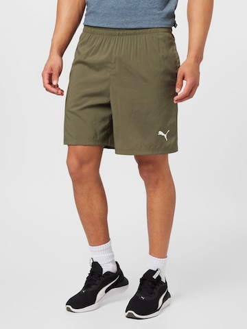 PUMA - Regular Calças de desporto em verde: frente