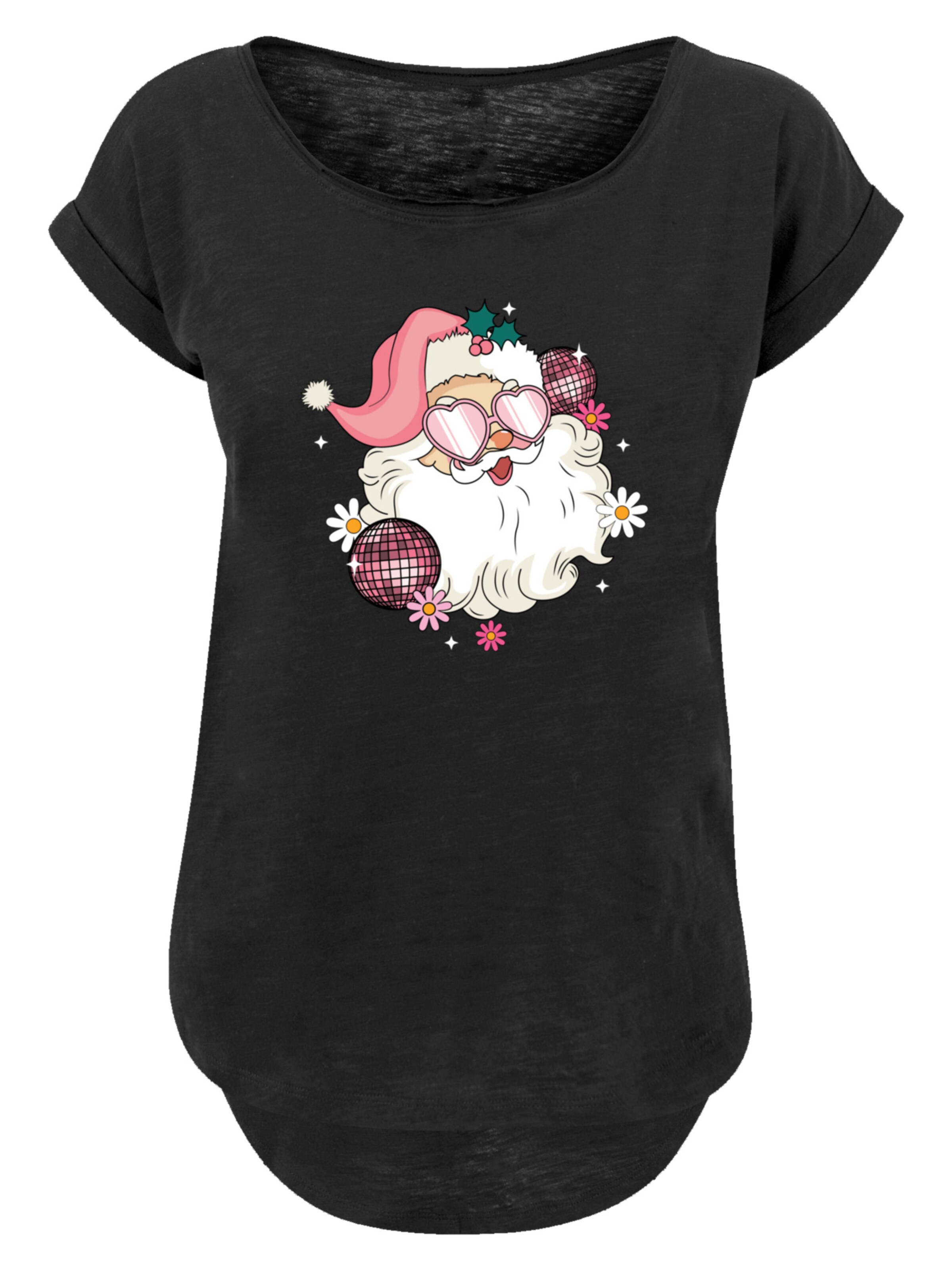 F4NT4STIC T-Shirt 'Pink Retro Disco Santa Christmas Bling' in mischfarben / schwarz, Produktansicht