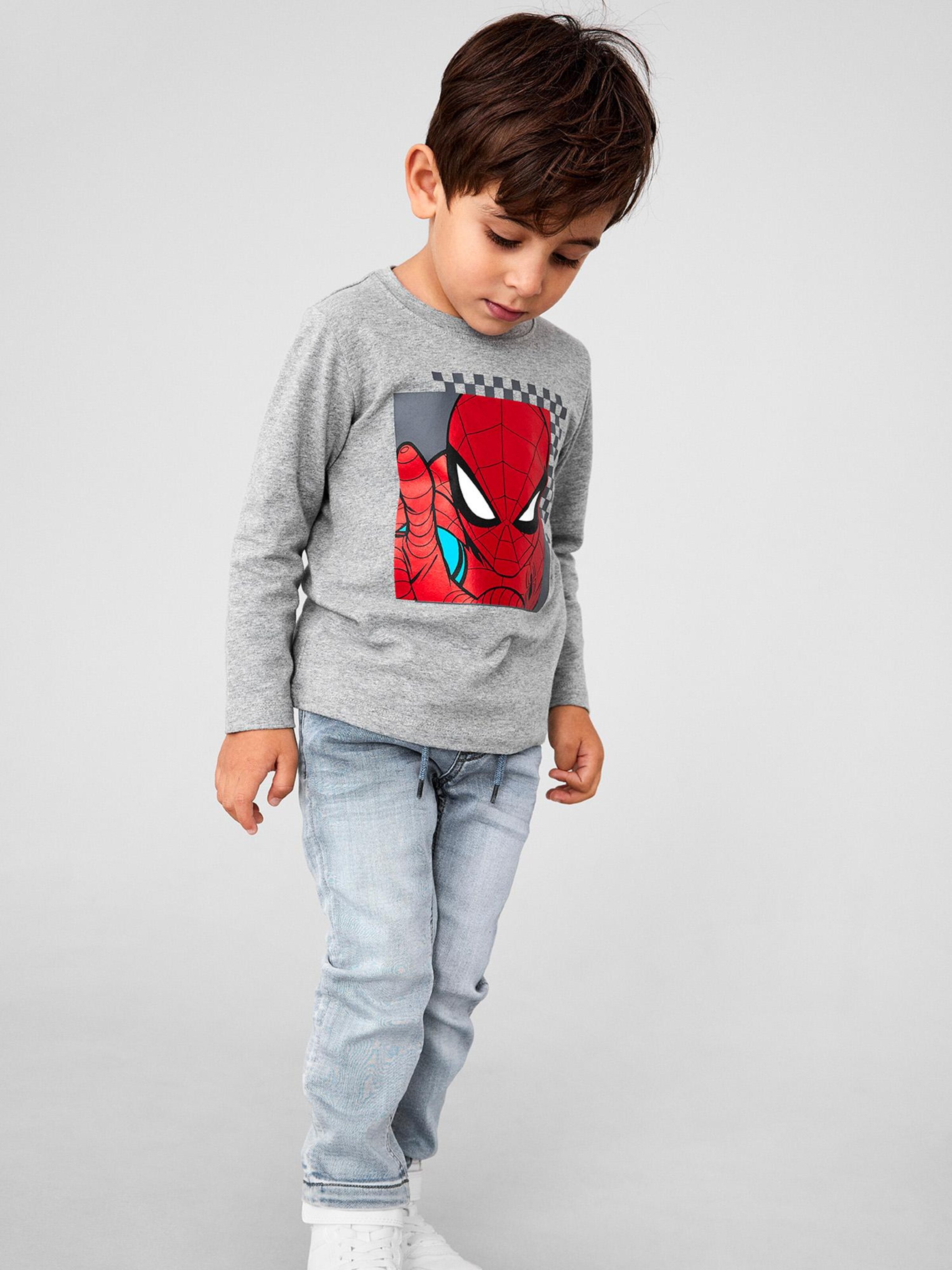 Kinder Kids (Gr. 92-140) NAME IT Shirt 'Spiderman' in Graumeliert - CX00604