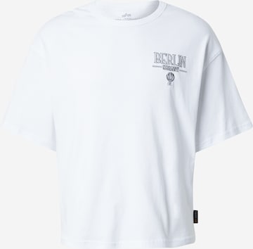 ALPHA INDUSTRIES Тениска 'Berlin Candy Bomber' в бяло: отпред