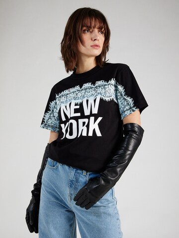 Tricou 'THERE IS ONLY ONE NY' de la 3.1 Phillip Lim pe negru: față