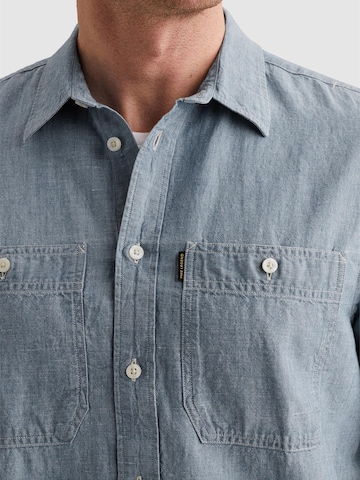 PME Legend - Ajuste regular Camisa 'Shirt in cotton/linen with short sleeves' en azul