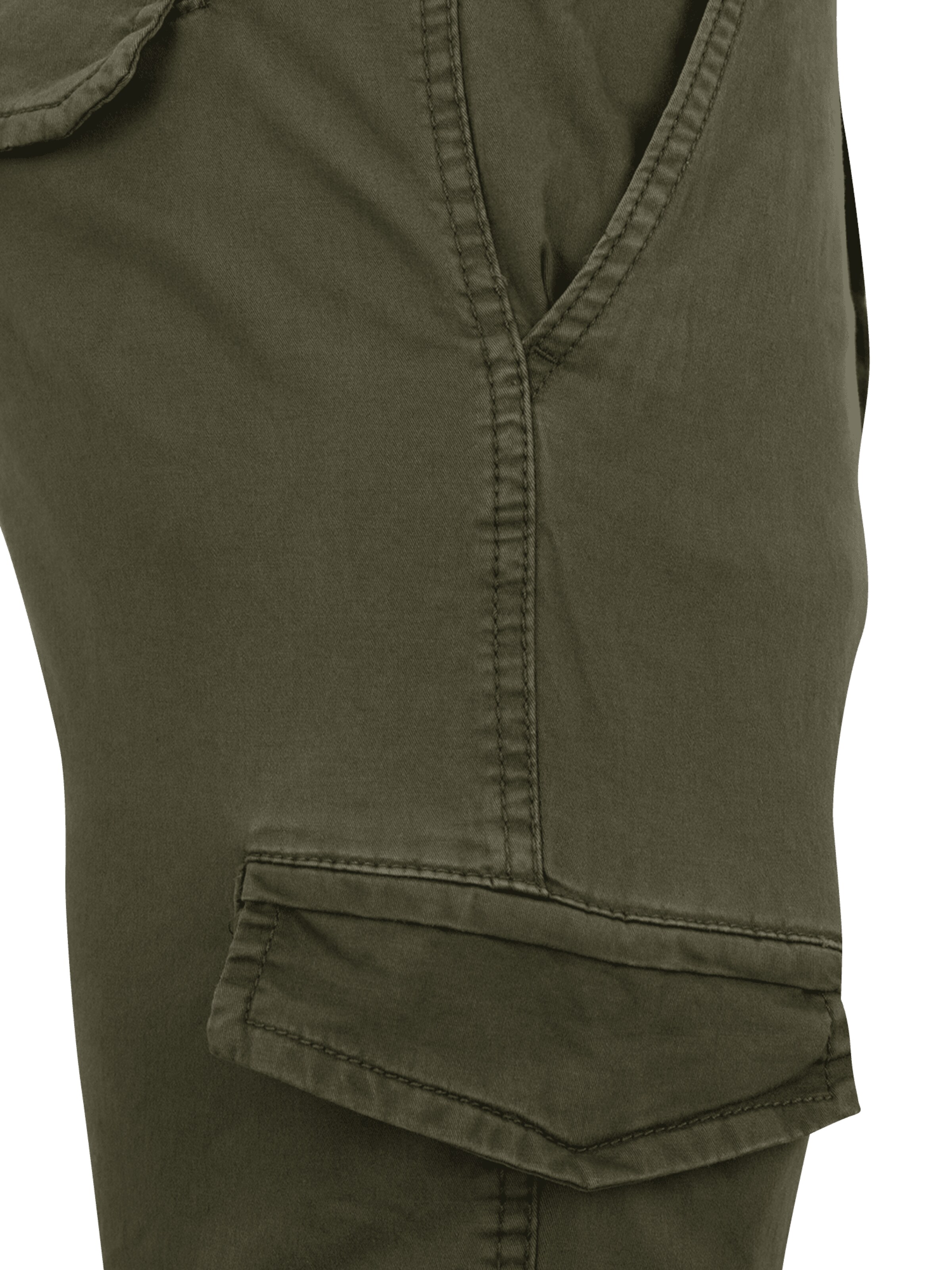 INDICODE JEANS Alt kitsenev Klapptaskutega püksid 'Levi', värv roheline