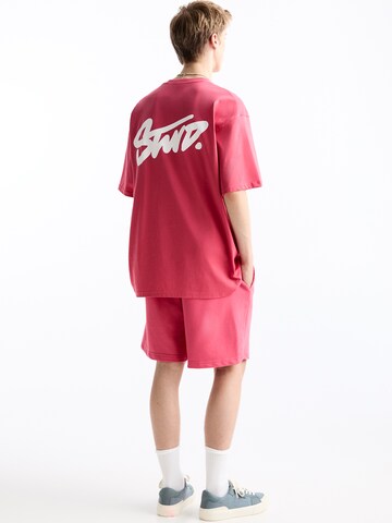 Loosefit Pantalon Pull&Bear en rose