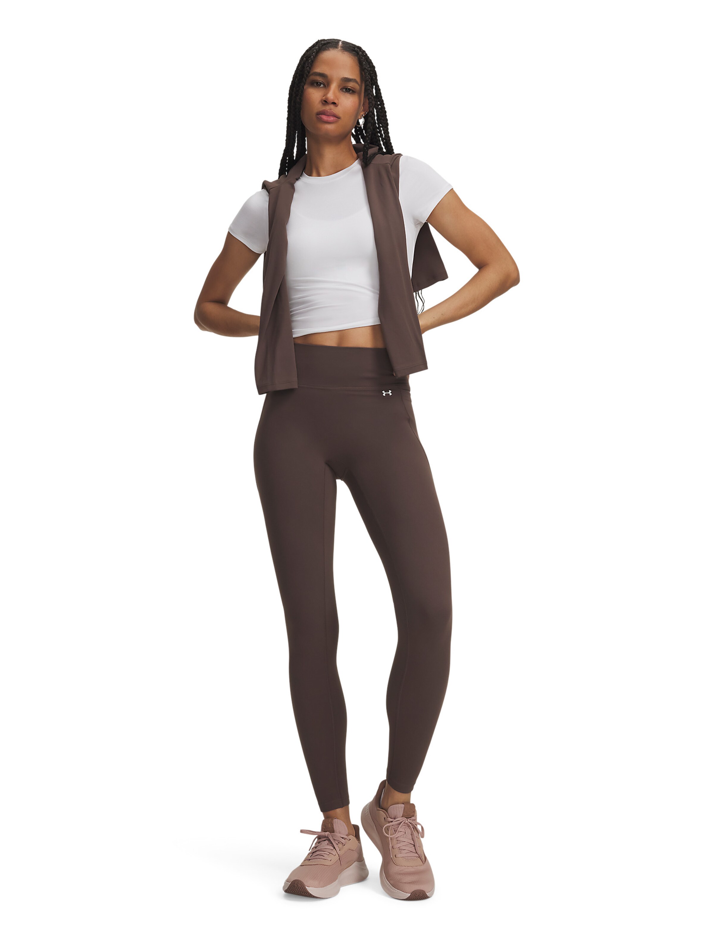 UNDER ARMOUR Skinny Sportbroek 'Motion' in Bruin