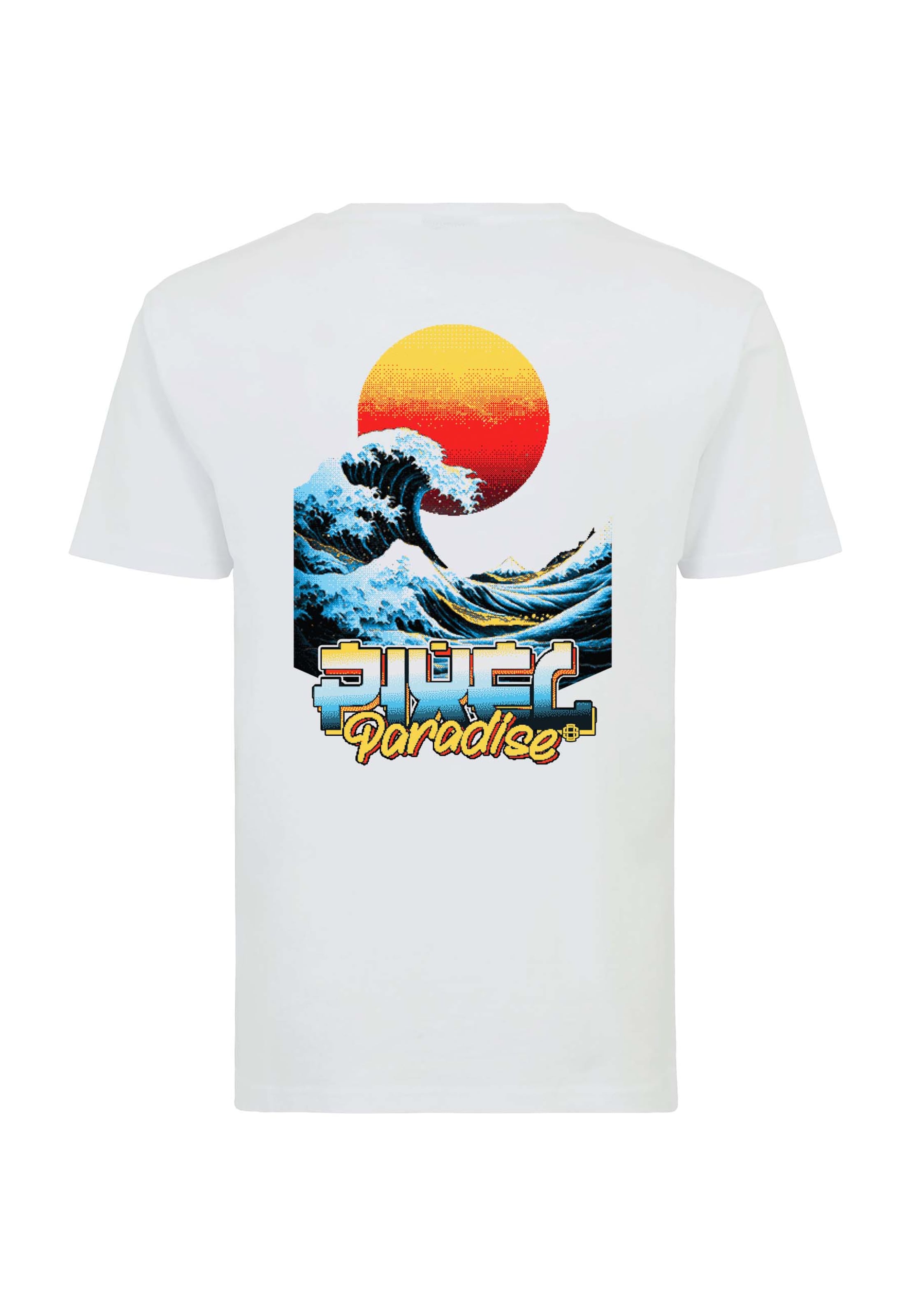 Oldskull Shirt 'Retro Pixel Wave Logo Graphic' in White: front