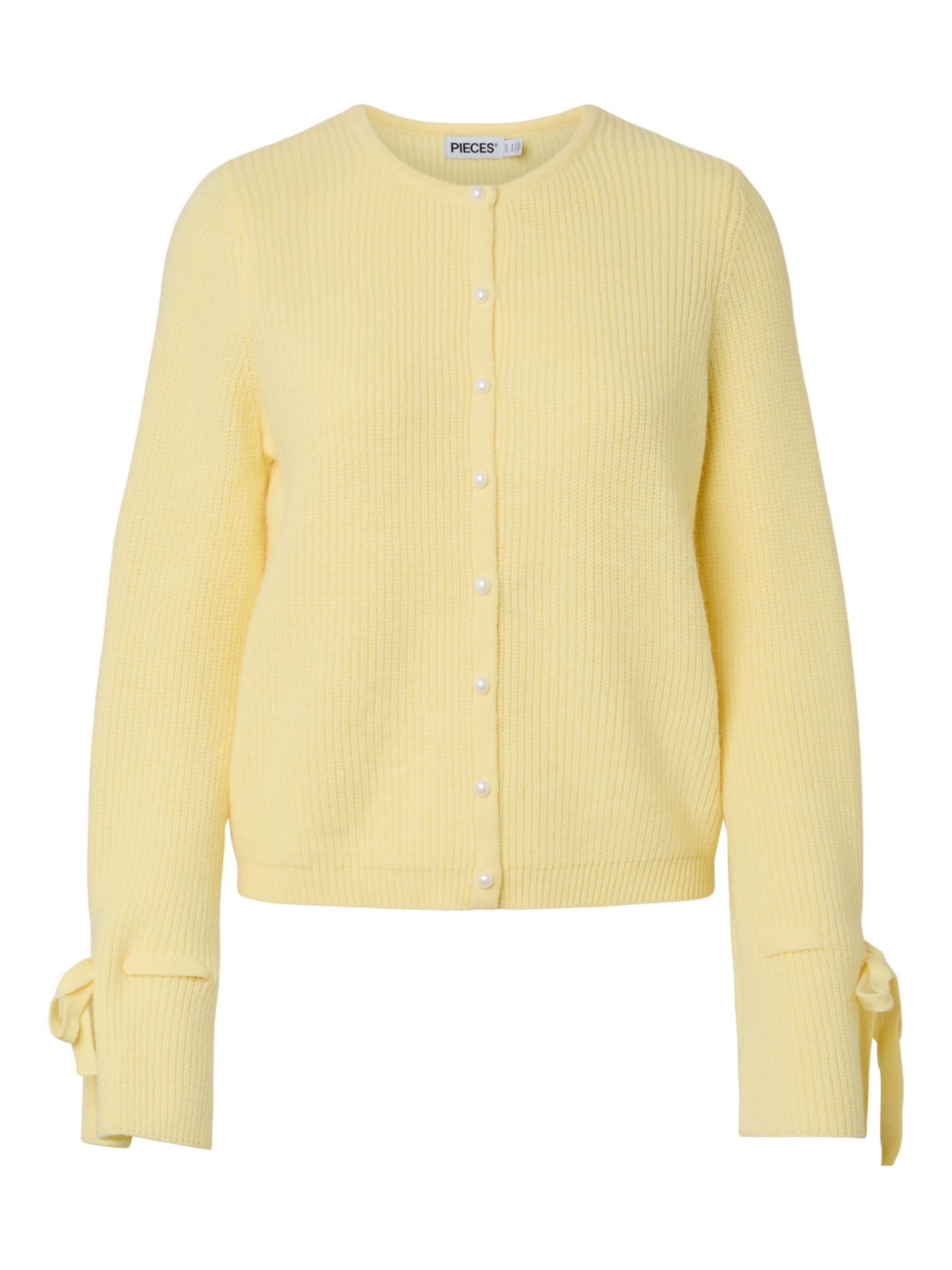 Cardigan 'PCRIKKE' PIECES en jaune : devant