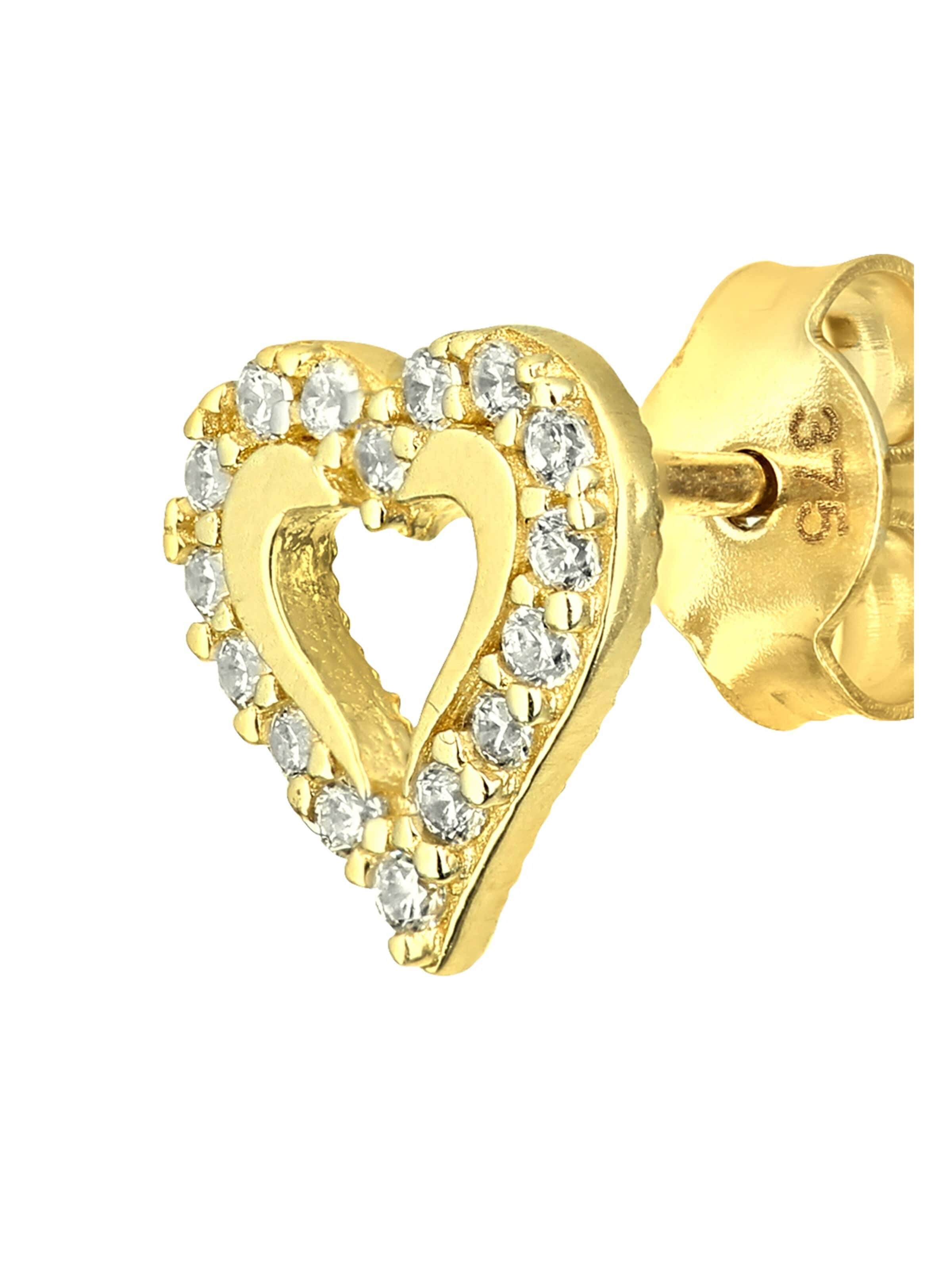 Vanlere - Pendientes 'Ohrstecker aus 375 Gelbgold mit Zirkonia Herz-Design' en amarillo