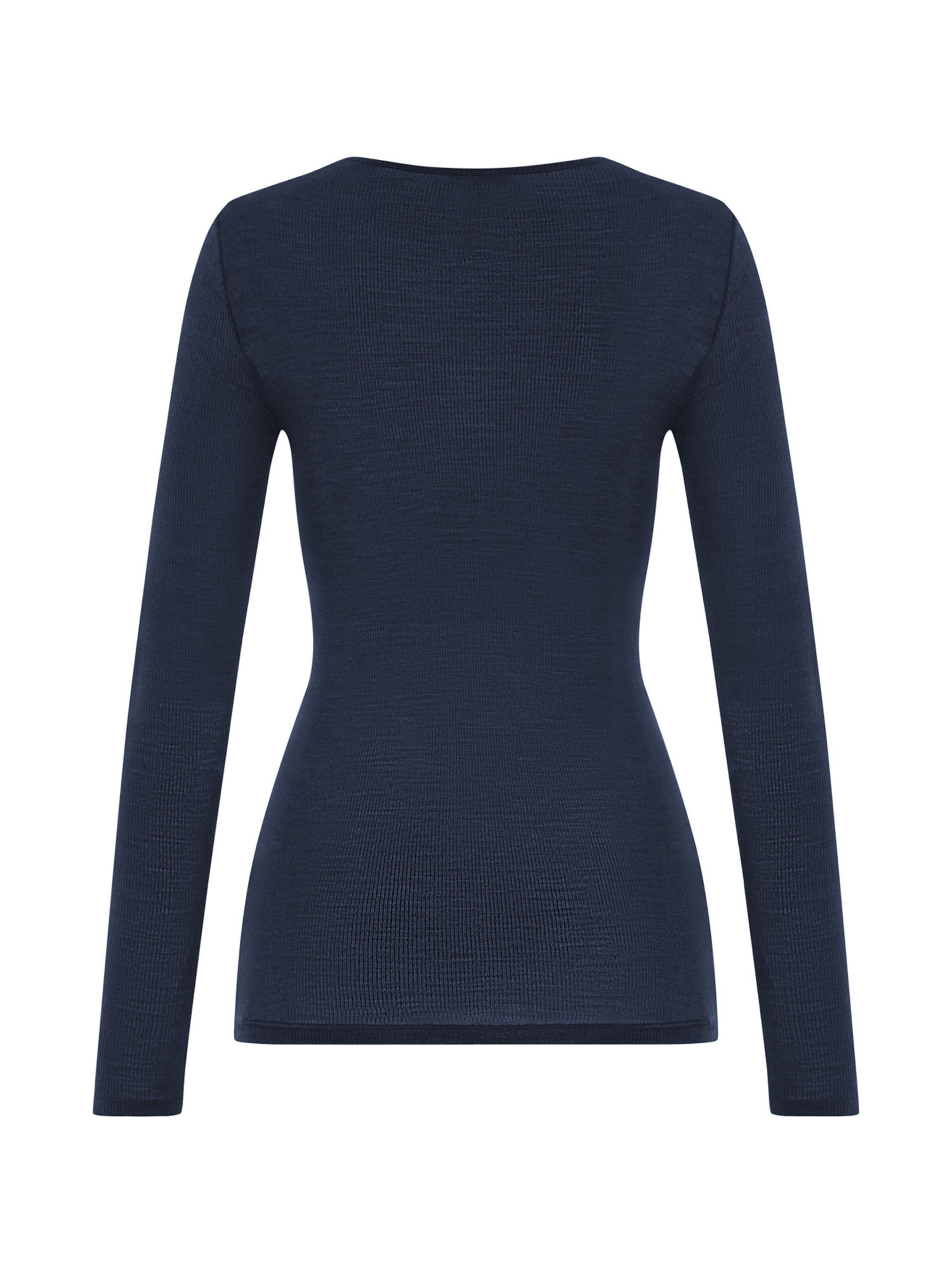 Hanro Shirt ' Woolen Lace ' in Blauw