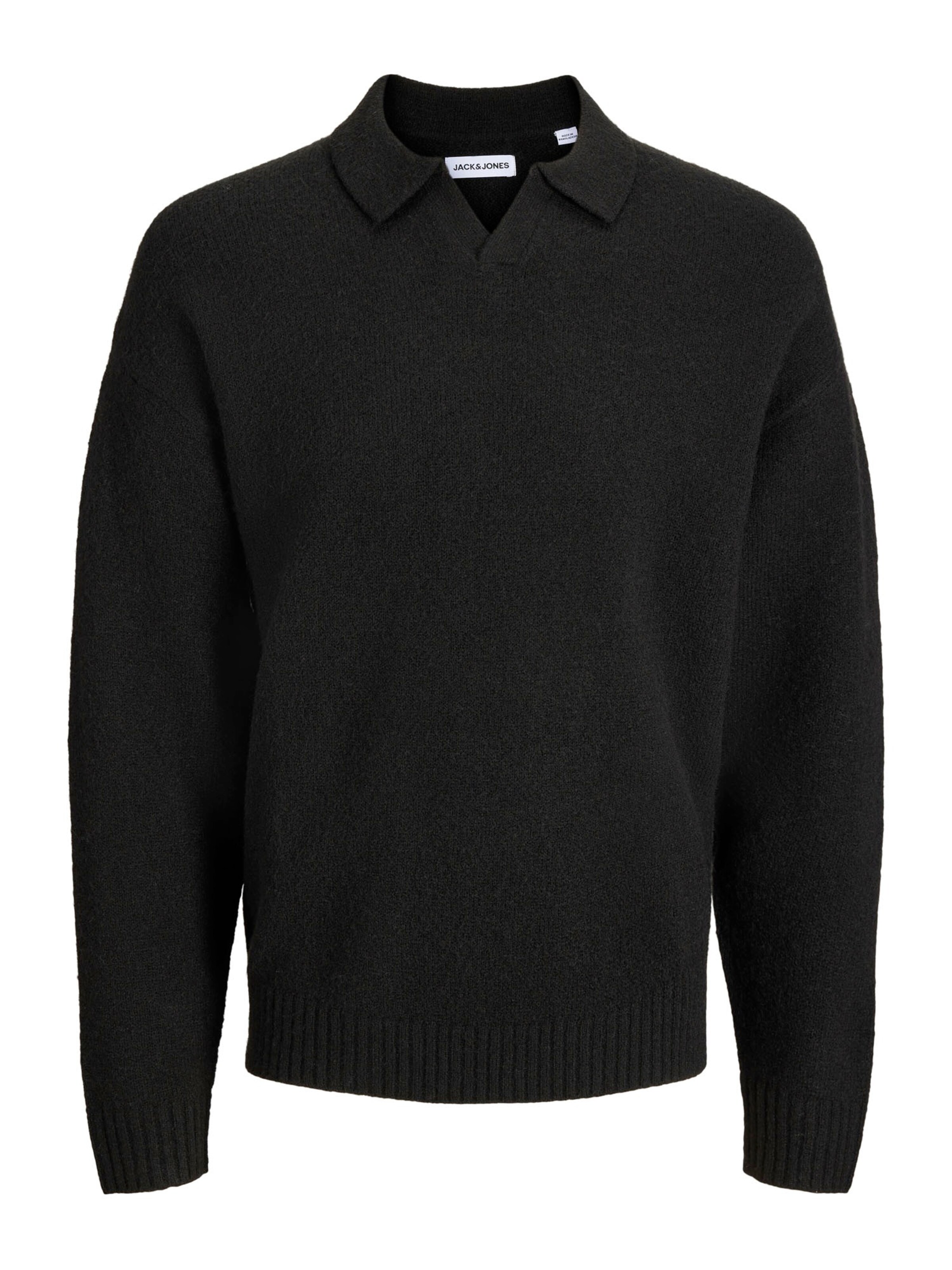 JACK & JONES Пуловер 'JJESOHO OLLIE' в черно: отпред