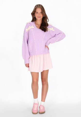 MYMO Υπερμέγεθες πουλόβερ σε λιλά