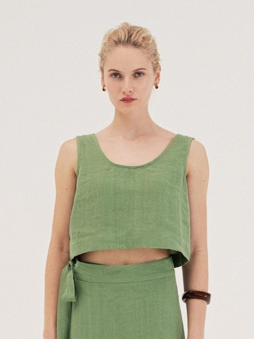 AmourLinen Top 'Pippa' in Groen: voorkant