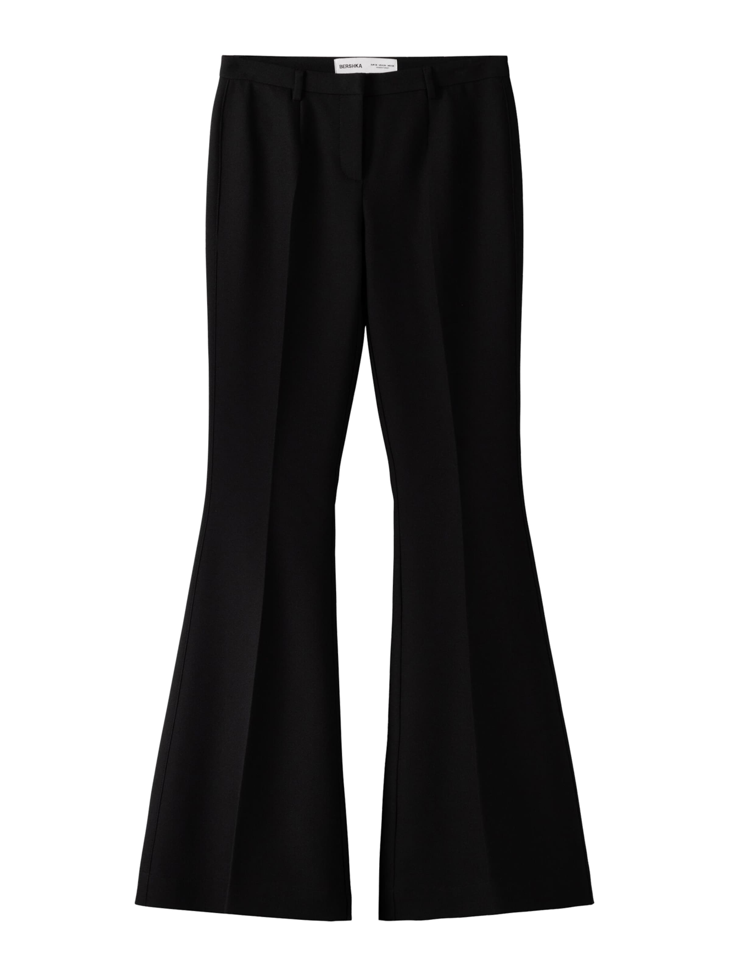 Flared Pantaloni con piega frontale di Bershka in nero: frontale