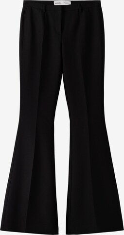 Bershka Flared Trousers with creases in Black: front