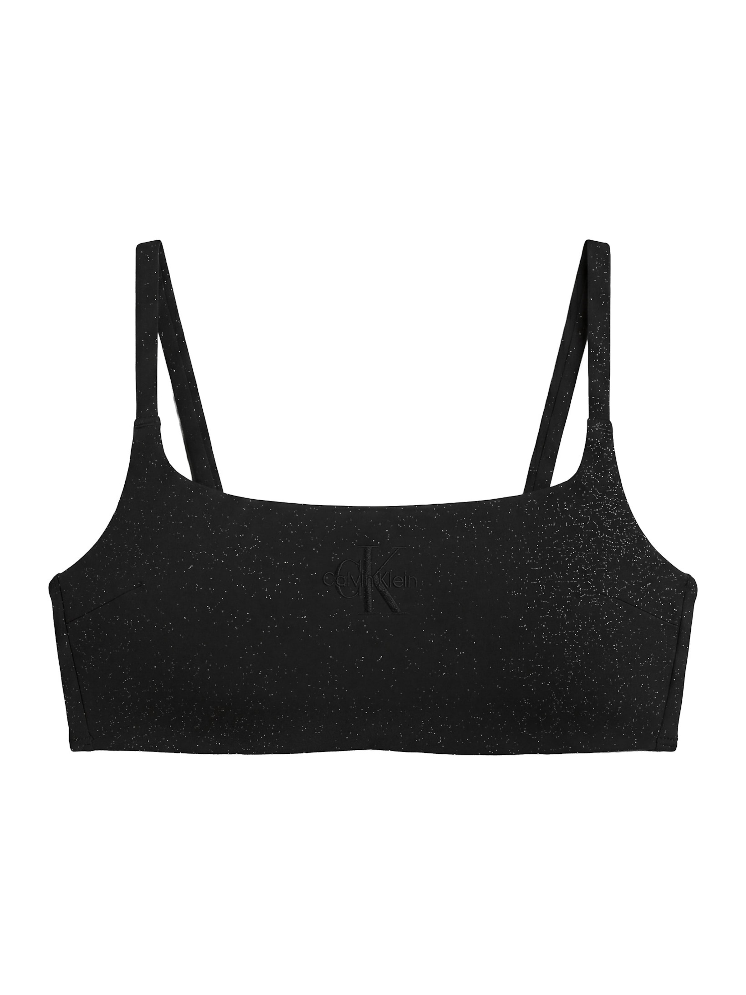 Calvin Klein Underwear Bustier Bikinitop 'Metallic Bralette CK Monogram' in Zwart: voorkant