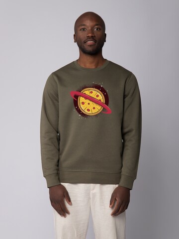 Watapparel Sweatshirt ' Pizza Planet ' in Green: front