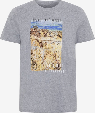 Oklahoma Jeans Shirt ' mit Travel-Print ' in Grey: front