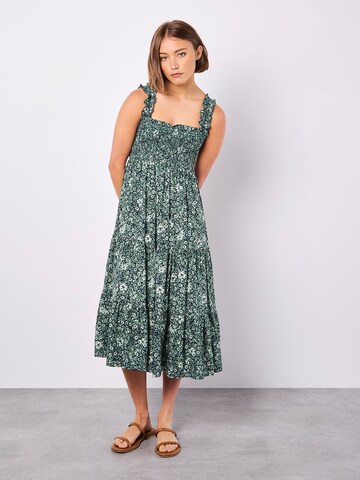 Apricot Ditsy Floral Midi Dress ' ' in Grün: Vorderseite