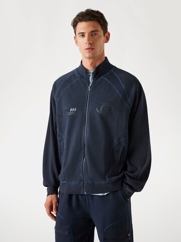 GUESS Zip-Up Hoodie in Blue: front