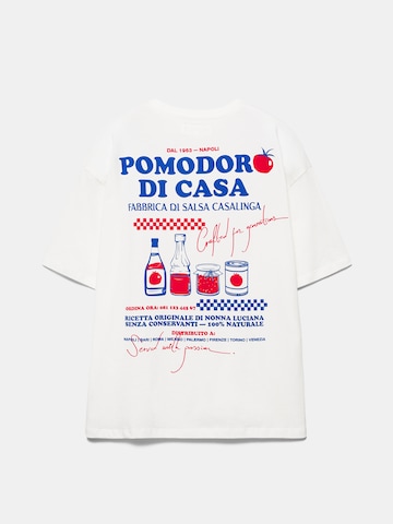 Pull&Bear Oversized bluse 'POMODORO' i hvid