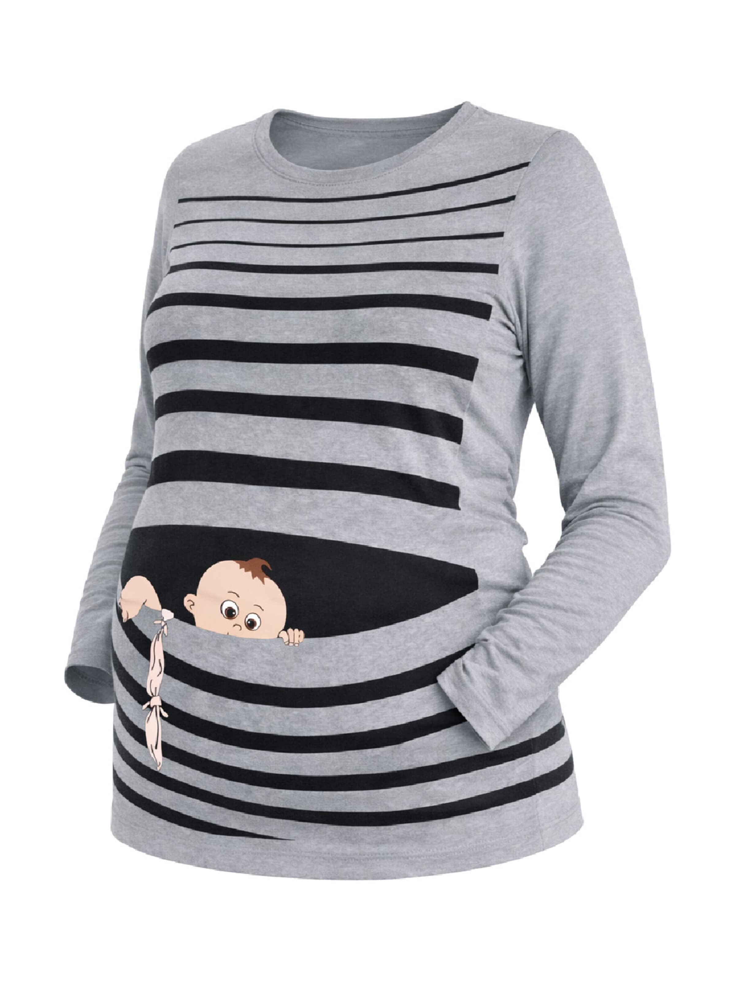 M.M.C. Shirt 'Baby Flucht Umstandslangarmshirt' in Grey: front