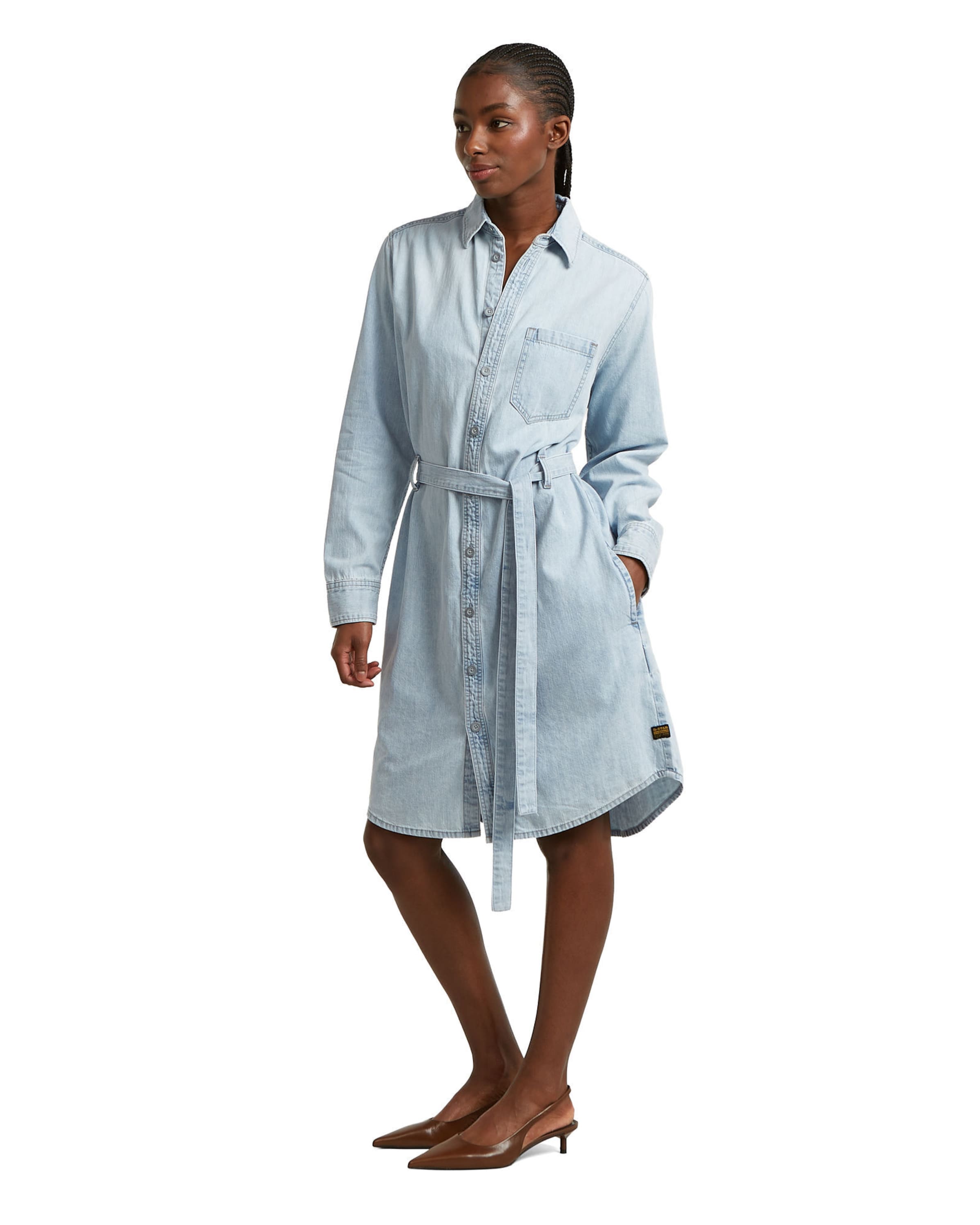 G-STAR Dresses 'Shirt Dress Belt' in Blau