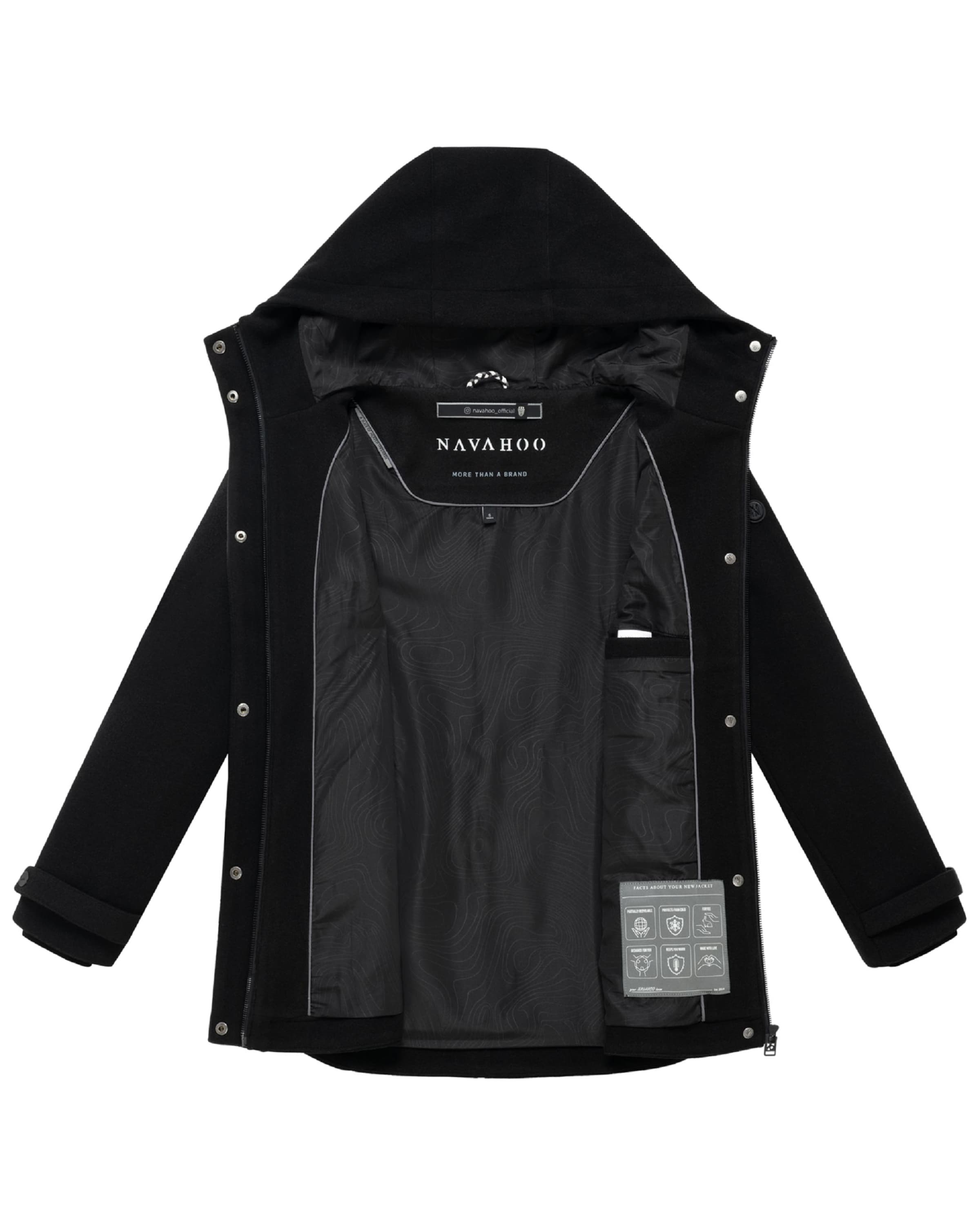 NAVAHOO Mantel 'Lächelstern 14' in Schwarz