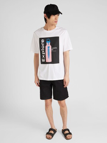 balta JACK & JONES Marškinėliai 'JCOBLURRED FLORAL'