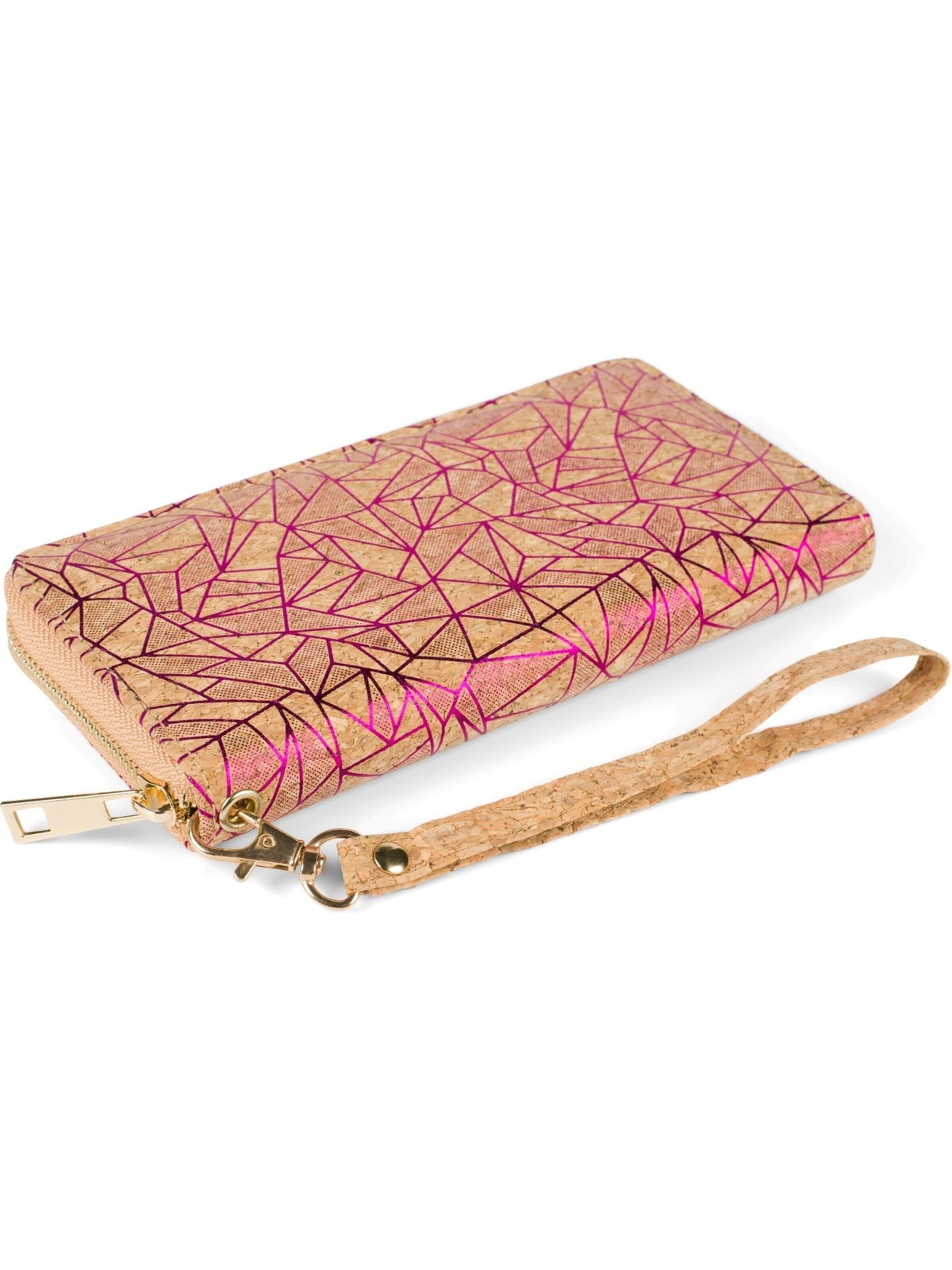 styleBREAKER Portemonnaie 'Kork Geldbörse mit Prisma Muster'‌‌‌‌‌ in Pink