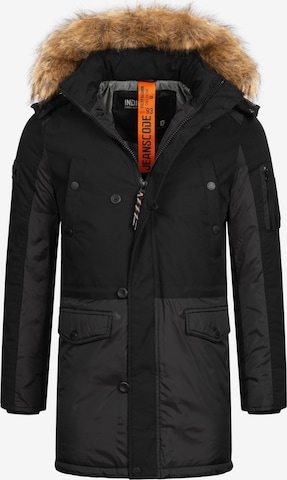 INDICODE JEANS Winterparka 'Jarl' in Zwart: voorkant