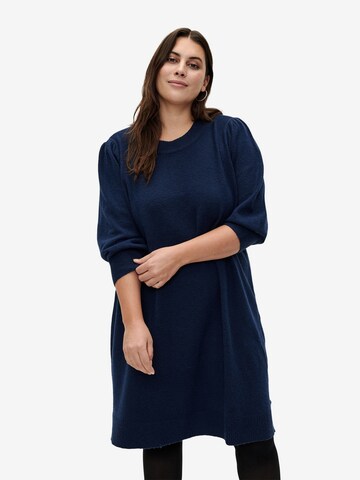 Robes en maille 'CASUNNY' Zizzi en bleu : devant