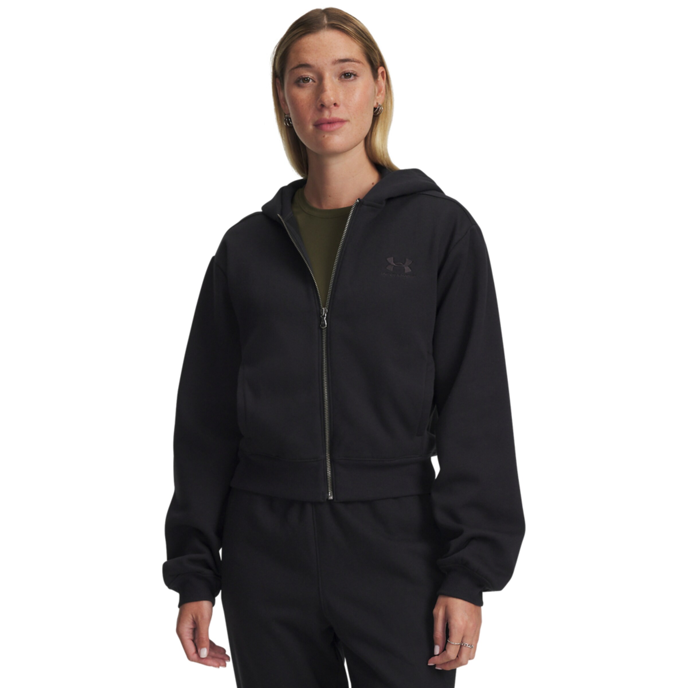 UNDER ARMOUR Athletic Zip-Up Hoodie in Black: front