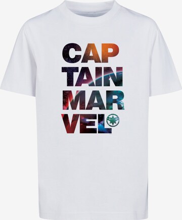 ABSOLUTE CULT Shirt 'Captain Marvel - Space' in Wit: voorkant