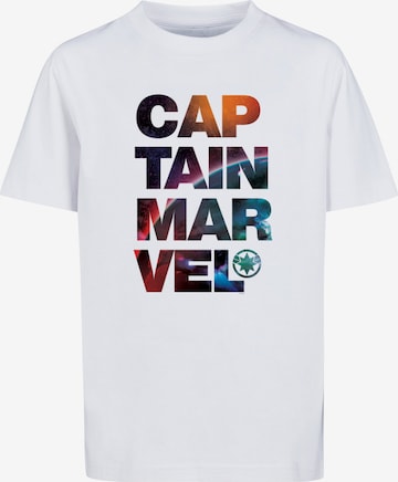 ABSOLUTE CULT Shirt 'Captain Marvel - Space' in Wit: voorkant