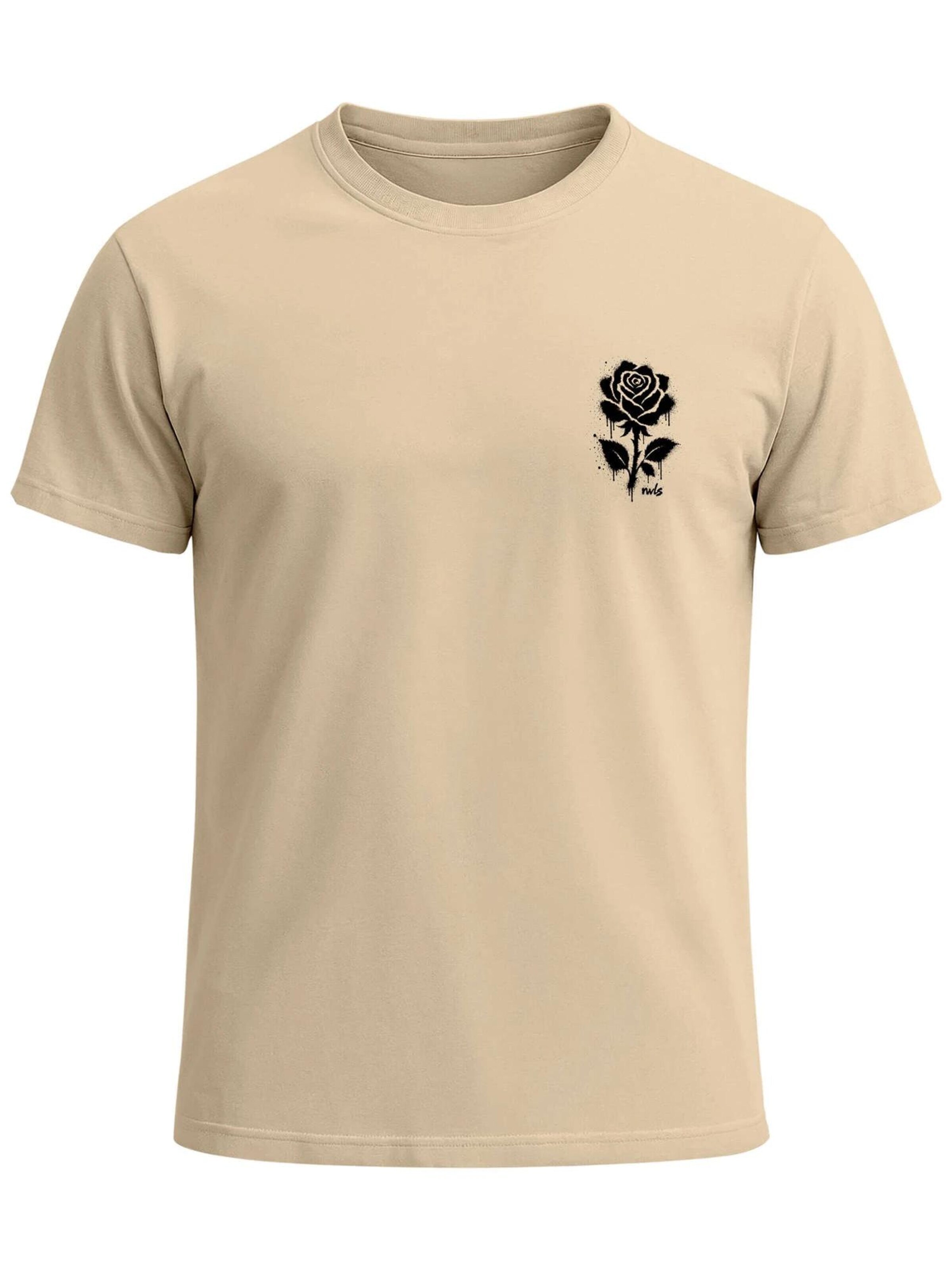 Neverless Shirt 'Graffiti Rose' in Beige