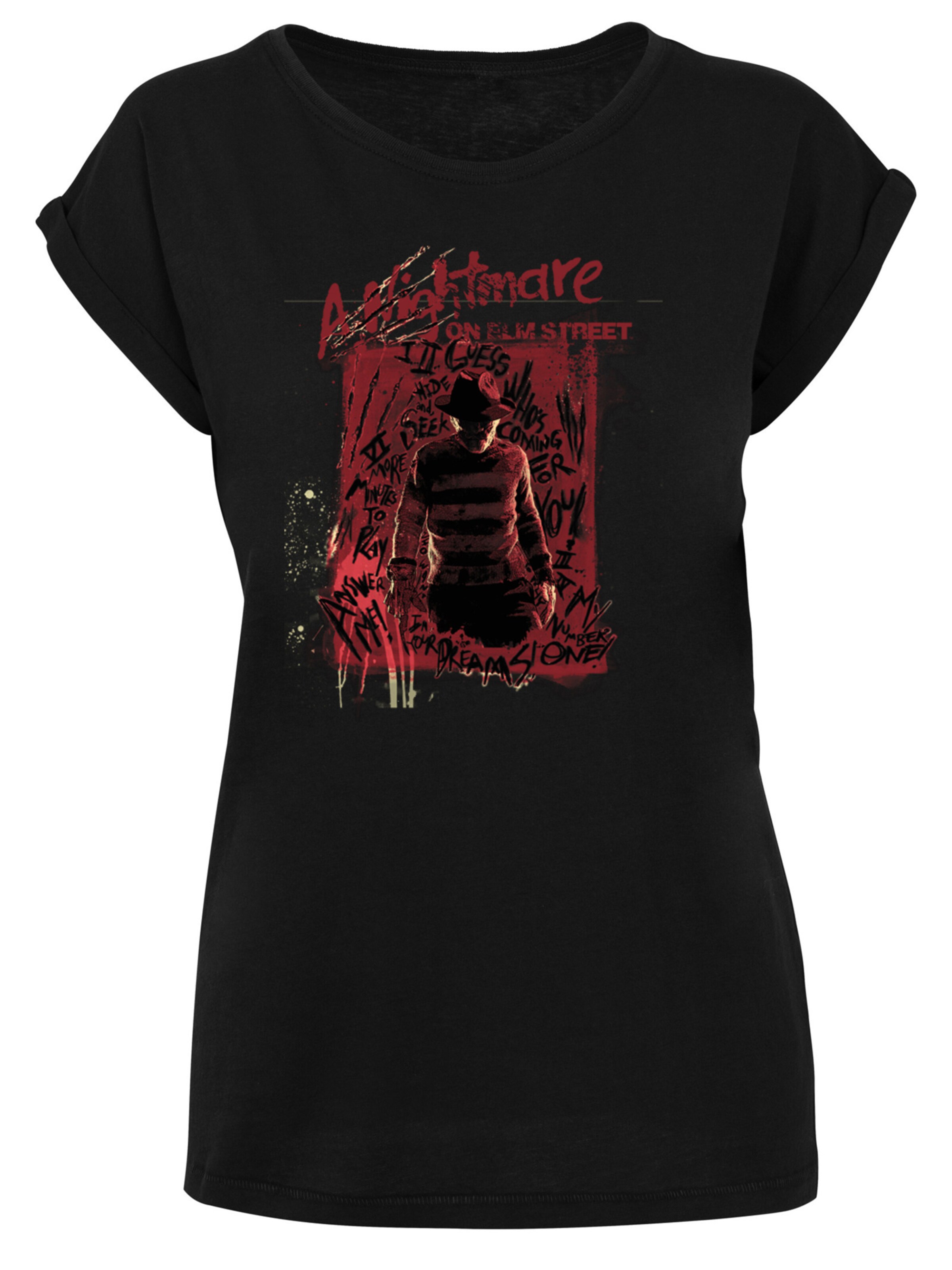 F4NT4STIC Shirt 'Nightmare On Elm Street Freddy Silhouette' in Zwart: voorkant