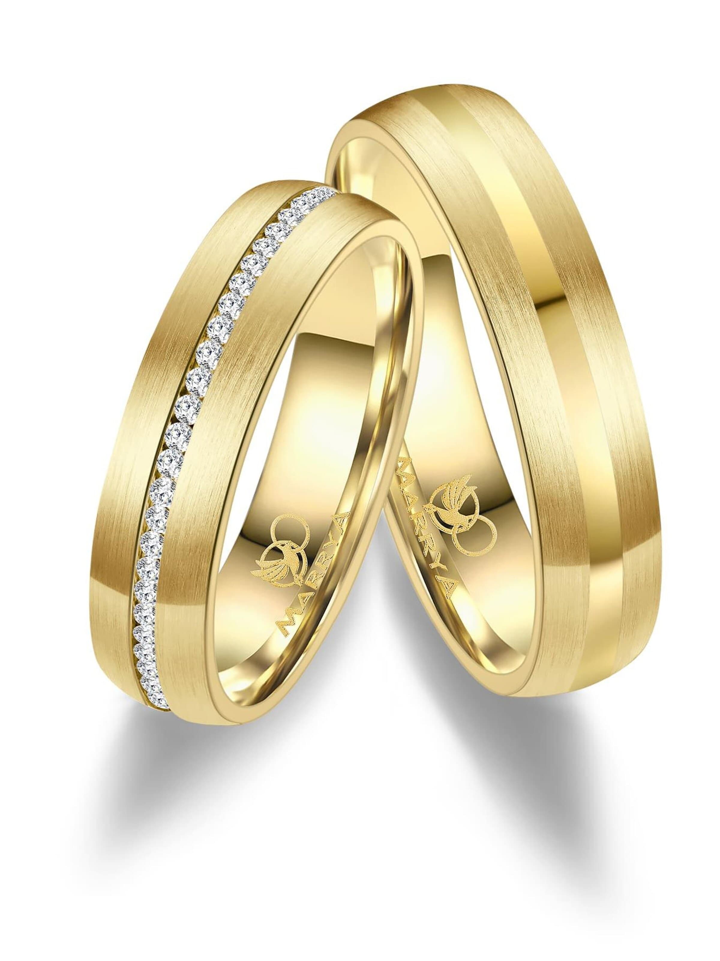 MARRYA Ring 'MARRYA ES-27 Ehering aus Edelstahl - Gold plattiert' i gul