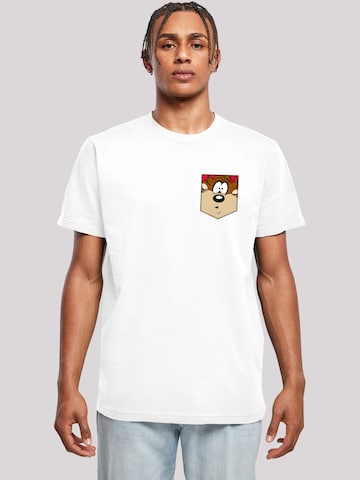 F4NT4STIC Shirt 'Looney Tunes Tasmanian Devil Face' in Wit: voorkant
