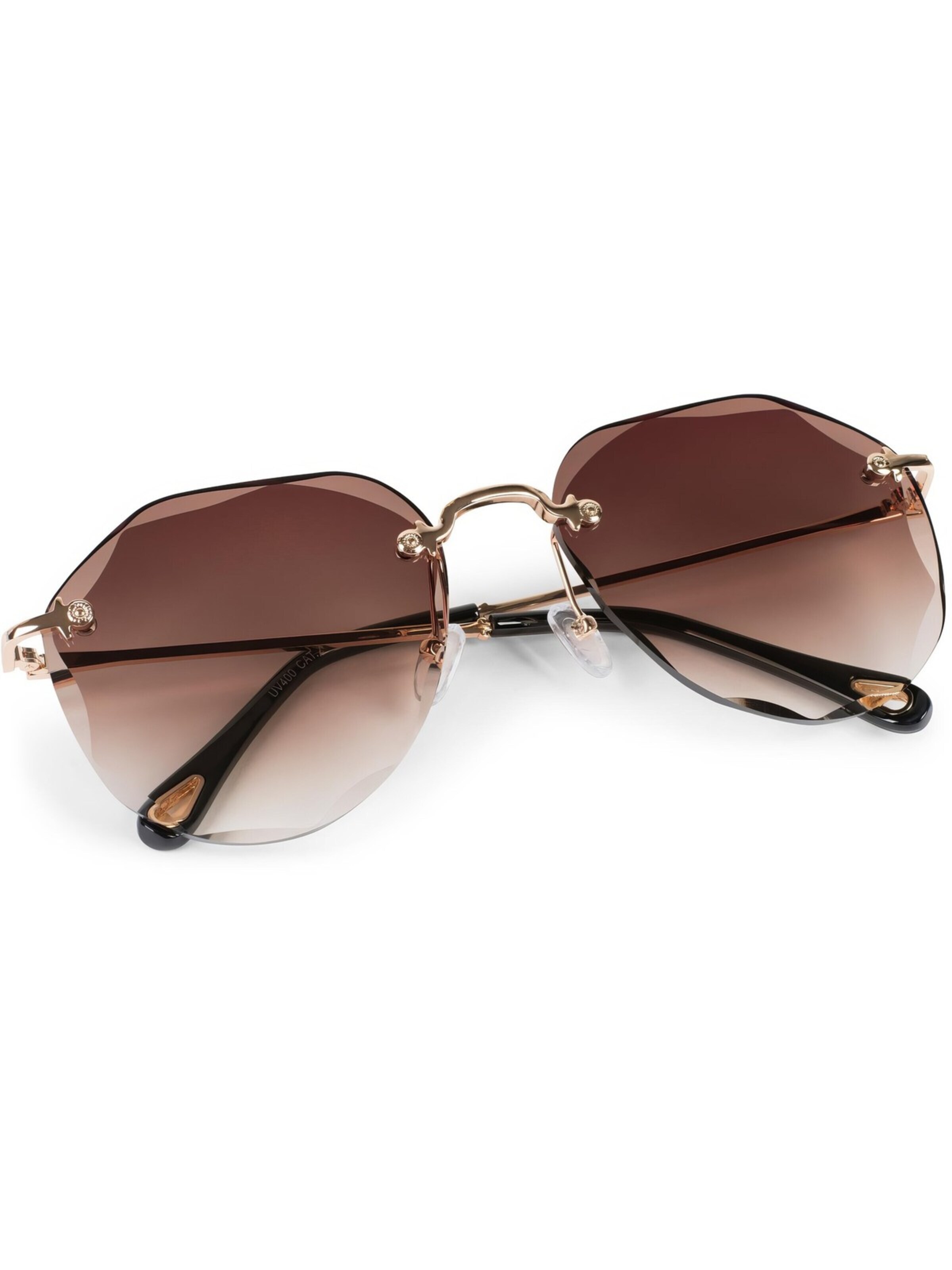 styleBREAKER Sunglasses 'Rahmenlose Piloten Sonnenbrille mit Diamant Schliff' in Brown