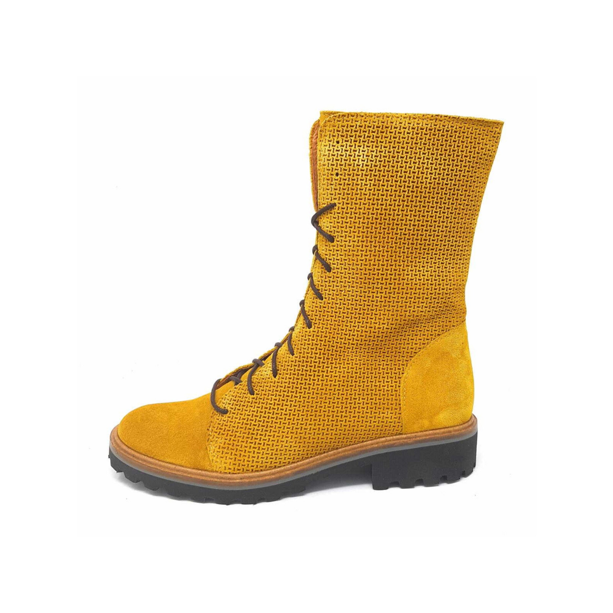 BRAKO Lace Up Ankle Boots in Yellow ABOUT YOU