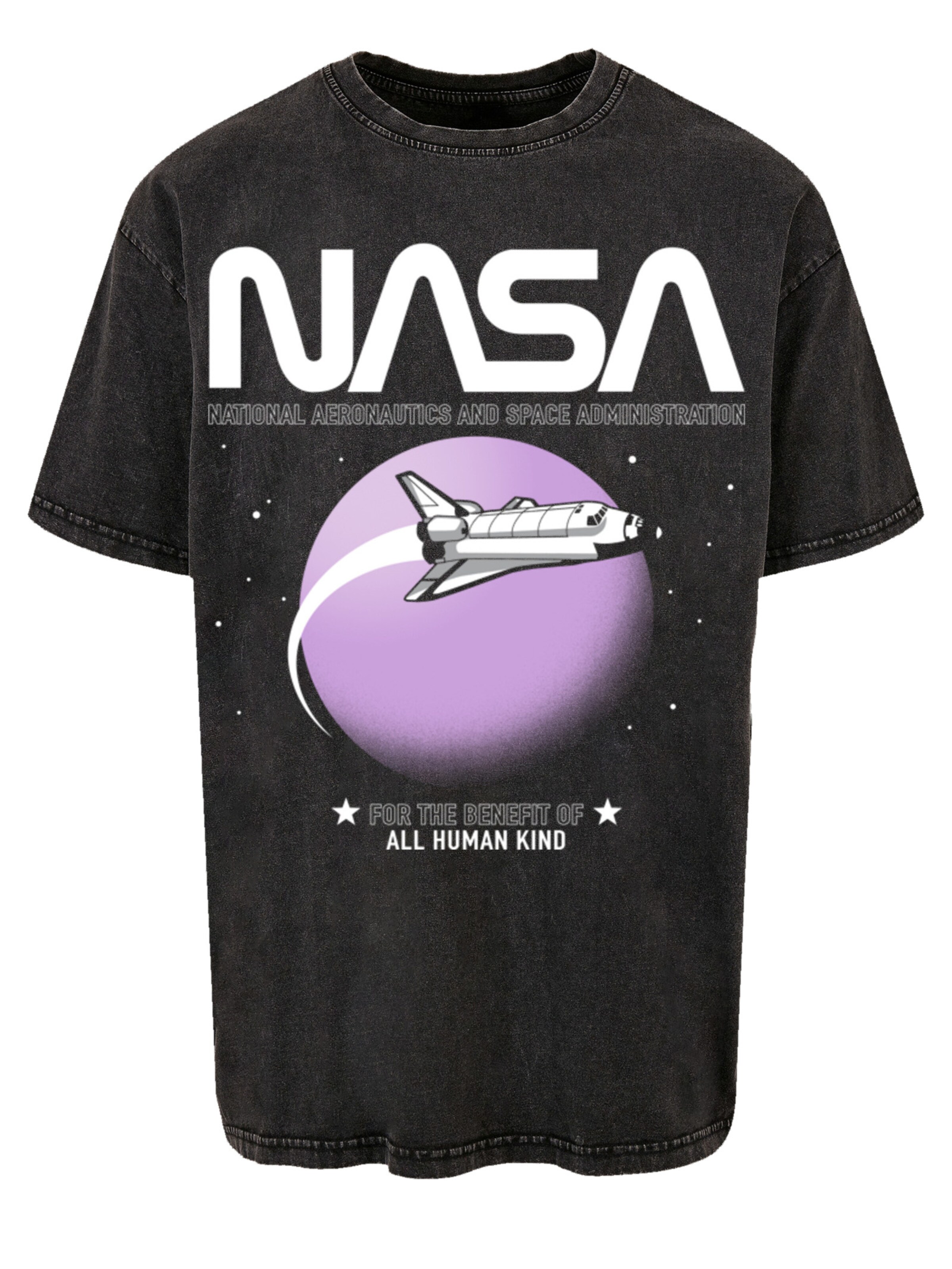 F4NT4STIC Shirt 'NASA Shuttle Orbit' in Zwart: voorkant