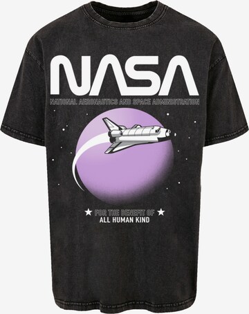 F4NT4STIC Shirt 'NASA Shuttle Orbit' in Zwart: voorkant