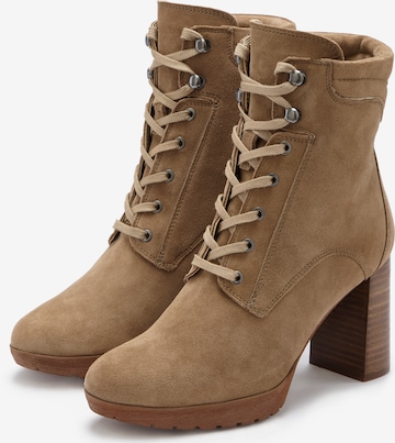 LASCANA Lace-Up Ankle Boots in Beige