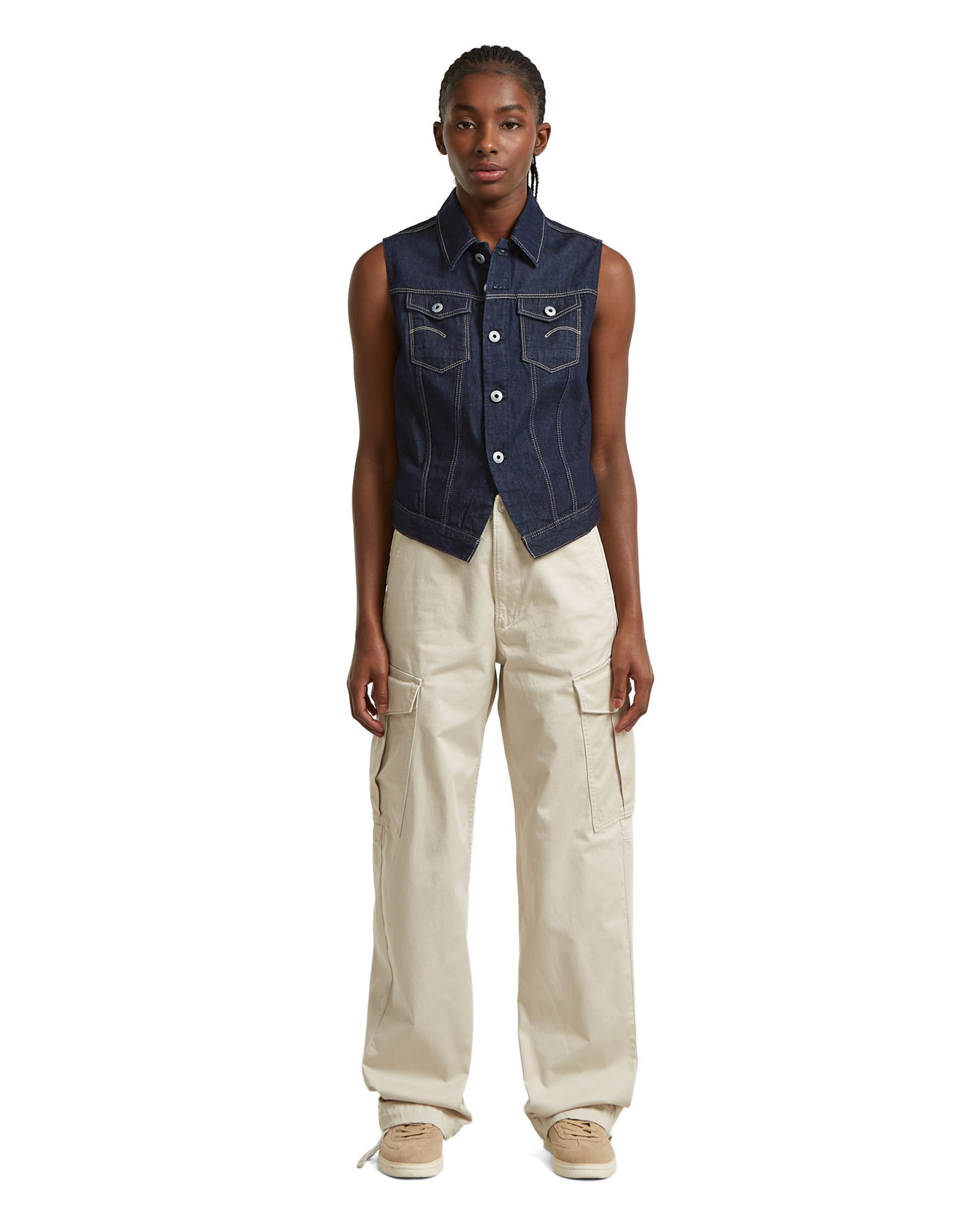 G-STAR Jacket - 'Pitched Hem Slim Vest' in Blau