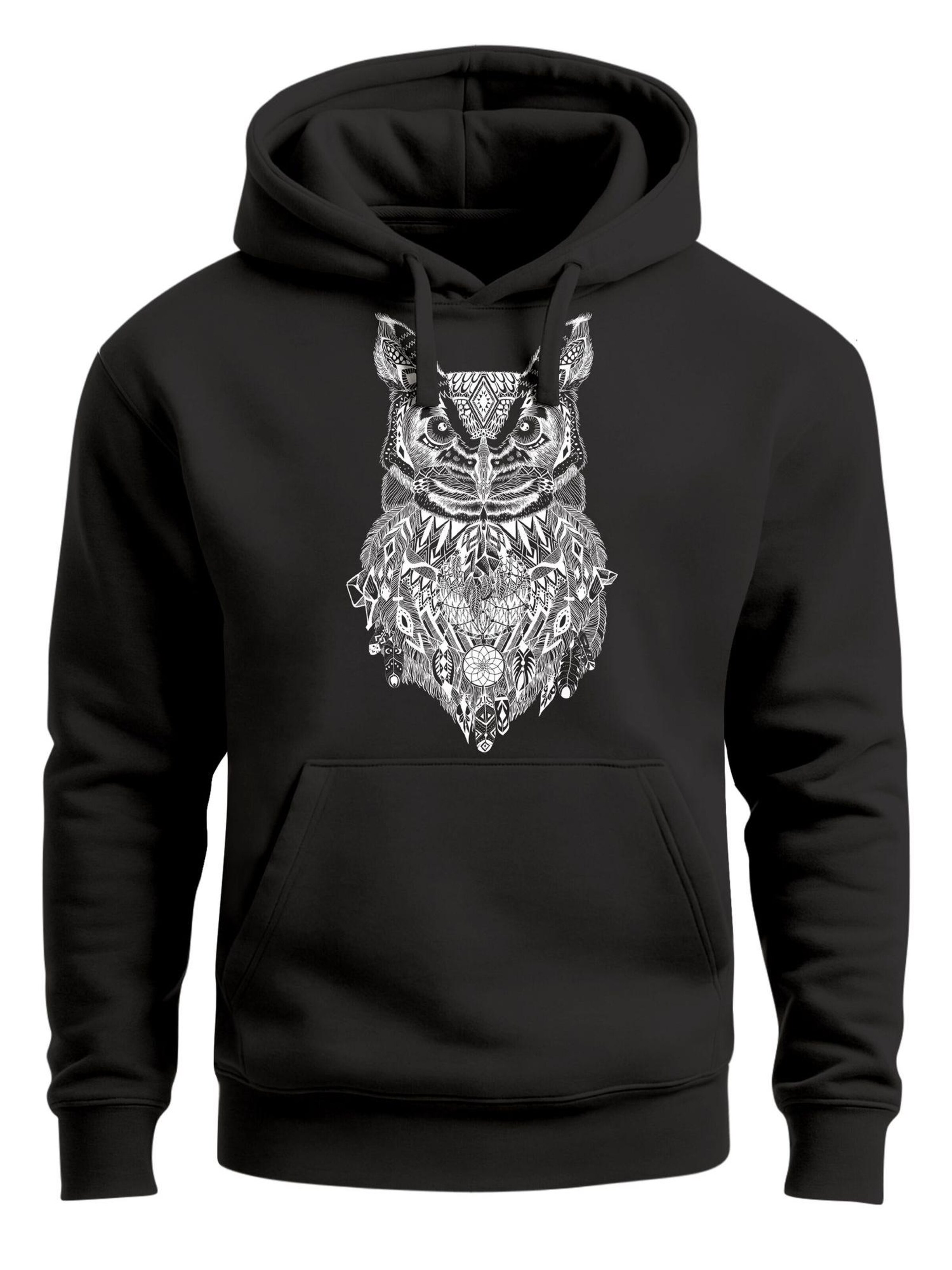Neverless Sweatshirt 'Free Mind Owl' in Black: front