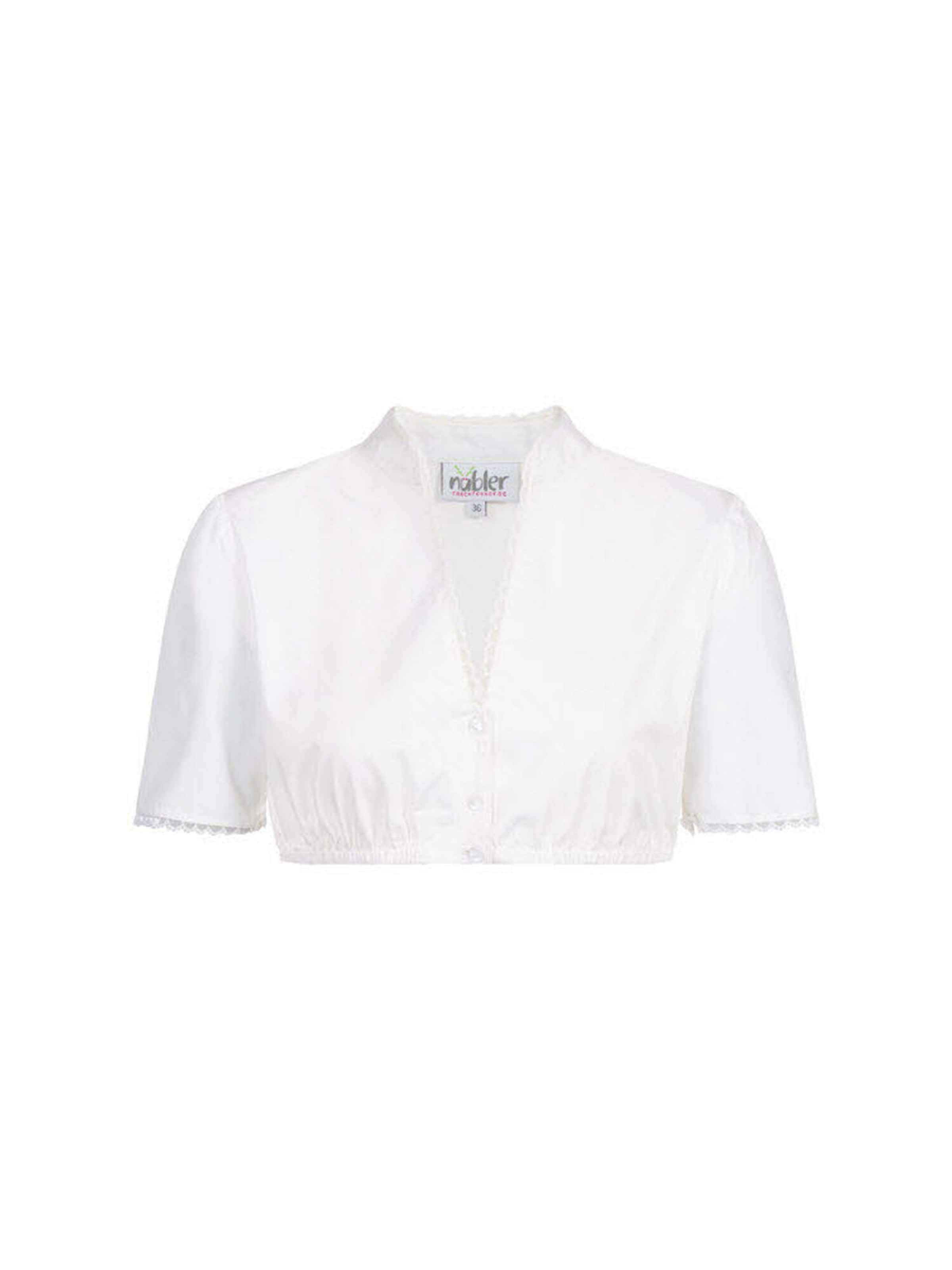 Trachtenhof Nübler Trachtenbluse 'Dirndlbluse kurzarm Babis'‌‌‌‌ in Weiß: Vorderseite