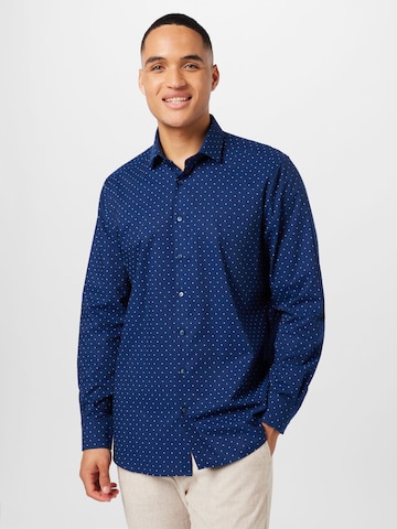 OLYMP - Ajuste regular Camisa en azul: frente