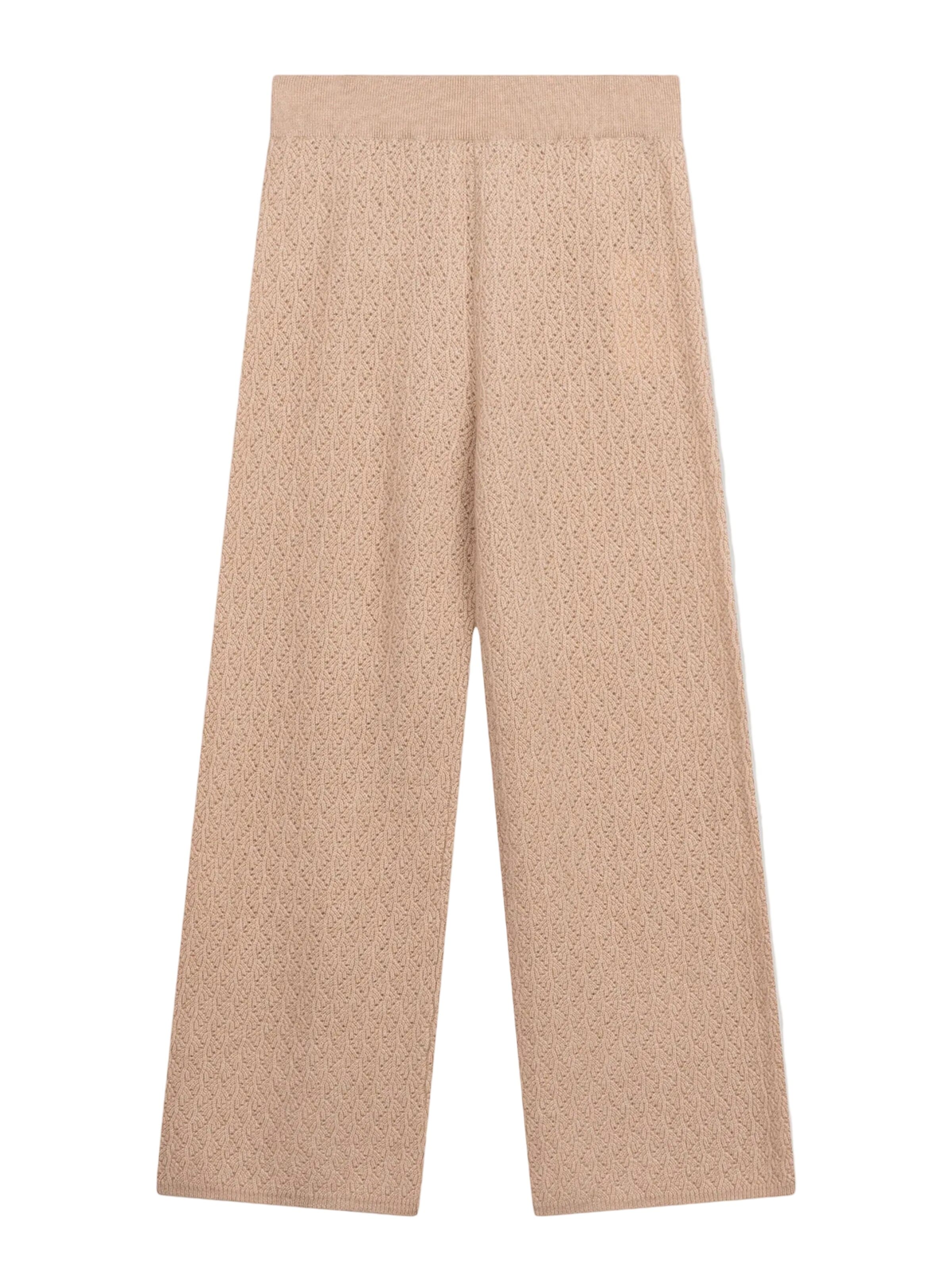 GOBI Cashmere Regular Byxa 'Women's Wide-Leg Ajour Knit Cashmere Pants' i beige: framsida