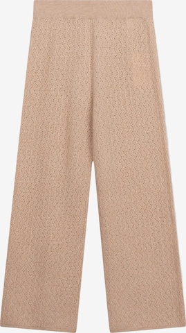 GOBI Cashmere Byxa 'Women's Wide-Leg Ajour Knit Cashmere Pants' i beige: framsida
