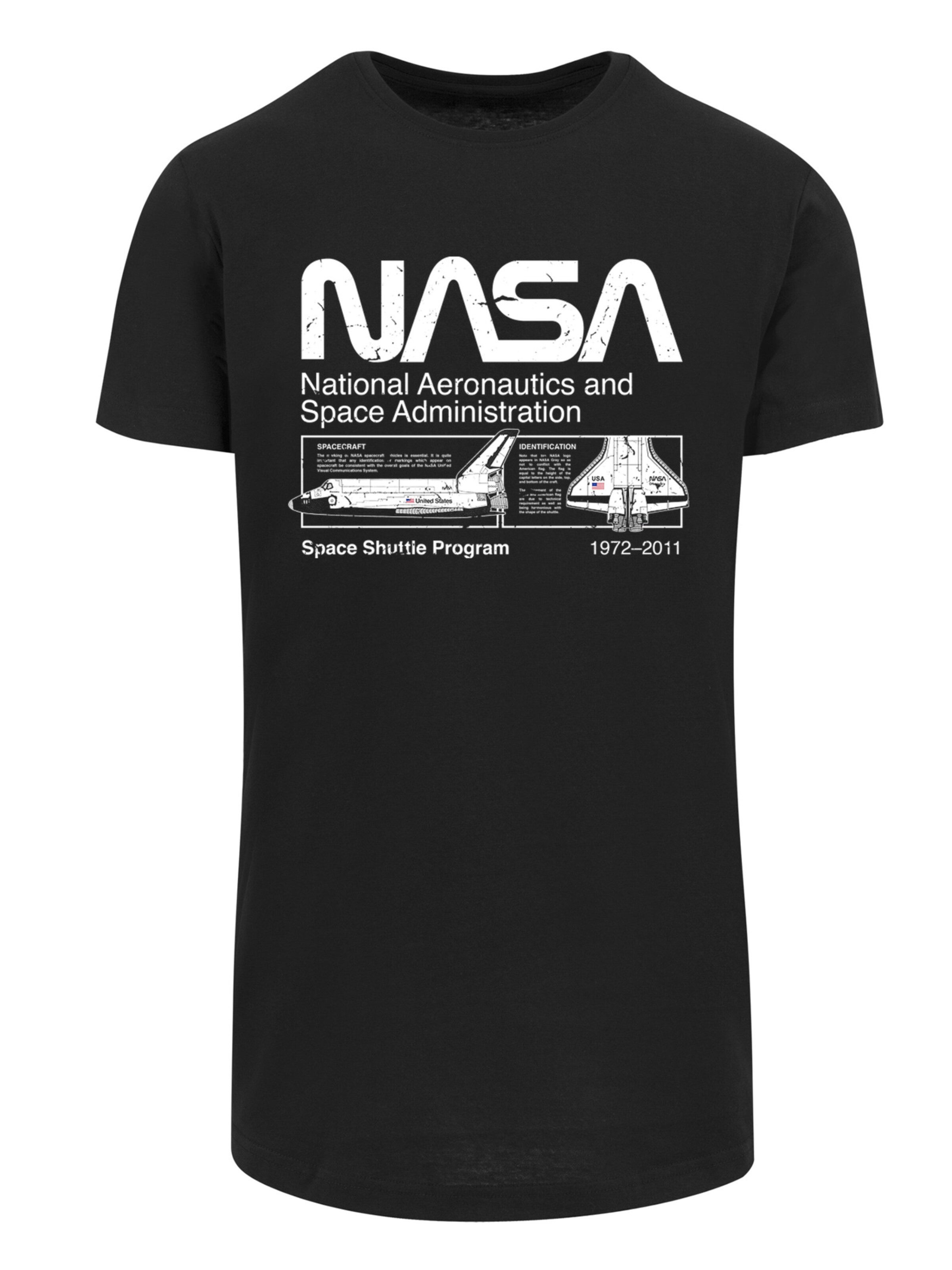 F4NT4STIC Shirt 'NASA Classic Space Shuttle' in Zwart: voorkant